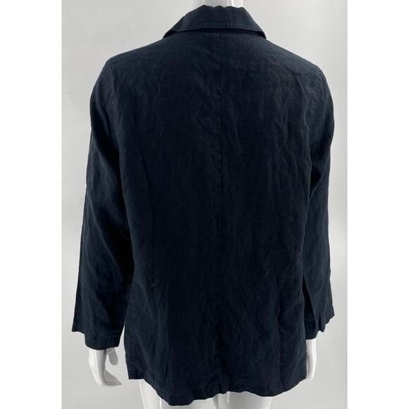 Deane & White Womens Linen Jacket Plus Size 1X Black Side Pockets Zip Up - Picture 3 of 4